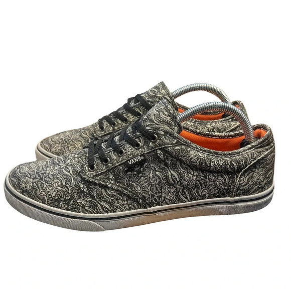 VANS‎ Atwood Low Paisley Henna Black white Canvas Sneakers Women's Size 11 - Picture 5 of 9